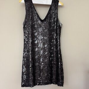 Express Black Sequin Top Size Small